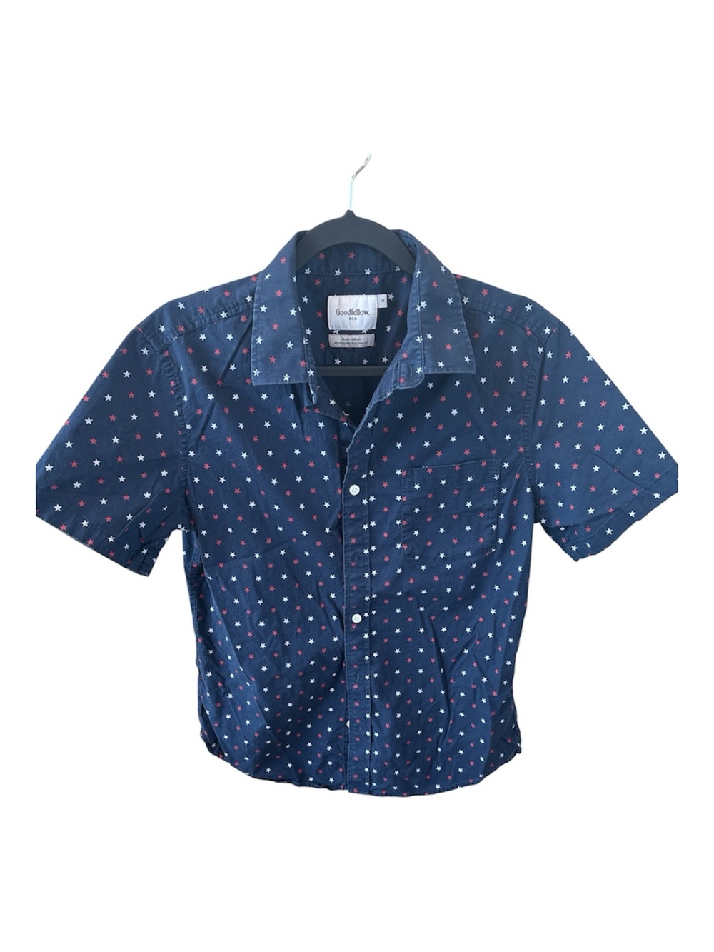 Goodfellow & Co Navy Short Sleeve Button-Down with Red & White Stars